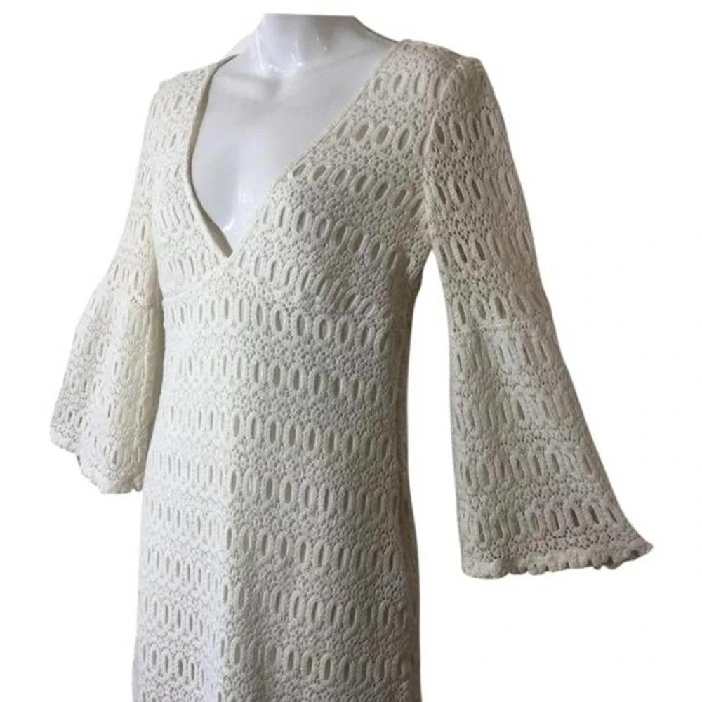 TRINA TURK Off White Cotton Eyelet Crochet Sheath Dress - Size 8 - Picture 1 of 14